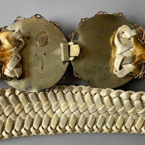 Stanley Hagler NYC Signed Vintage Jeweled Stretch Belt Filigree Clasp Rhinestone - Picture 10 of 10